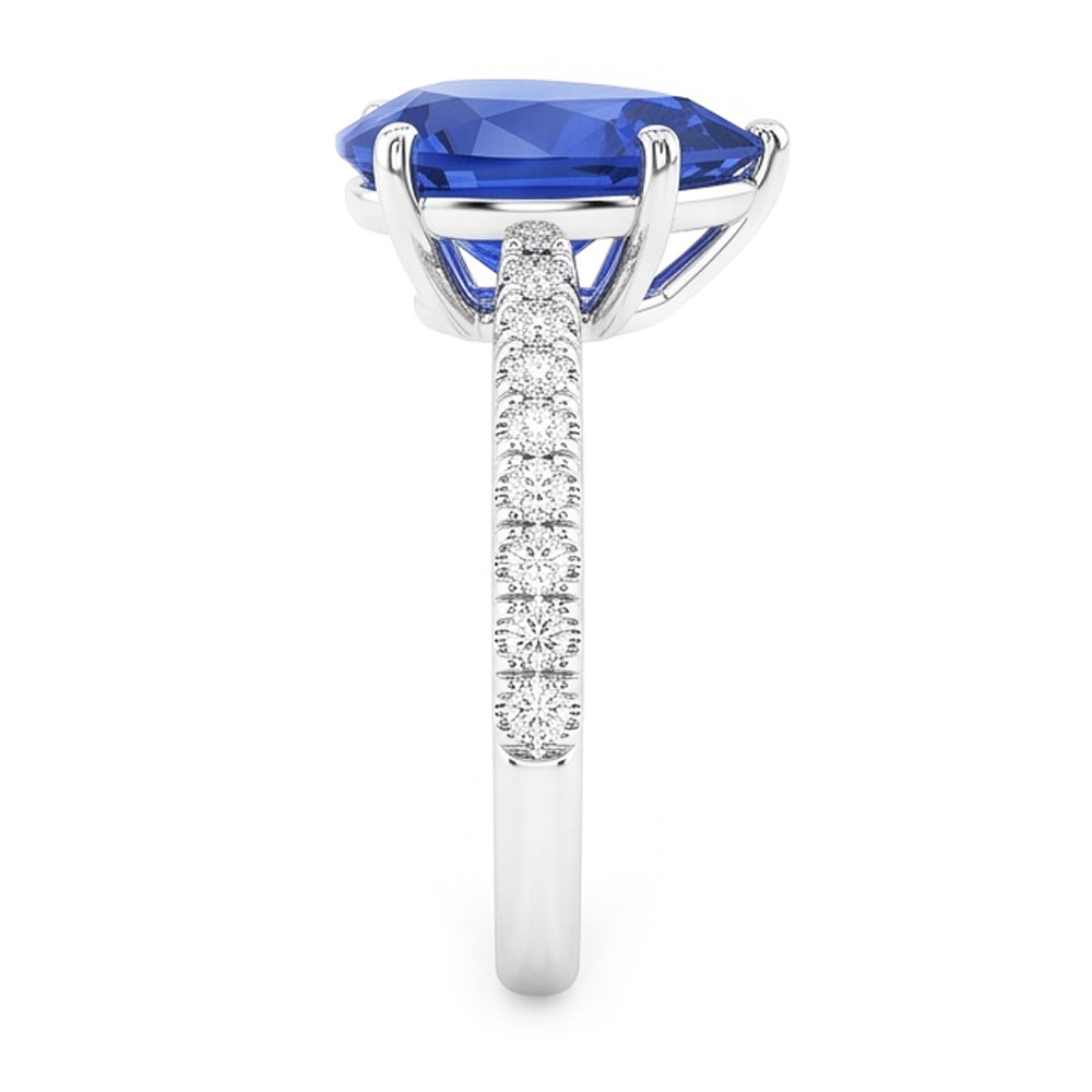 Natural Sapphire Ring 3ct - White Gold 14K
