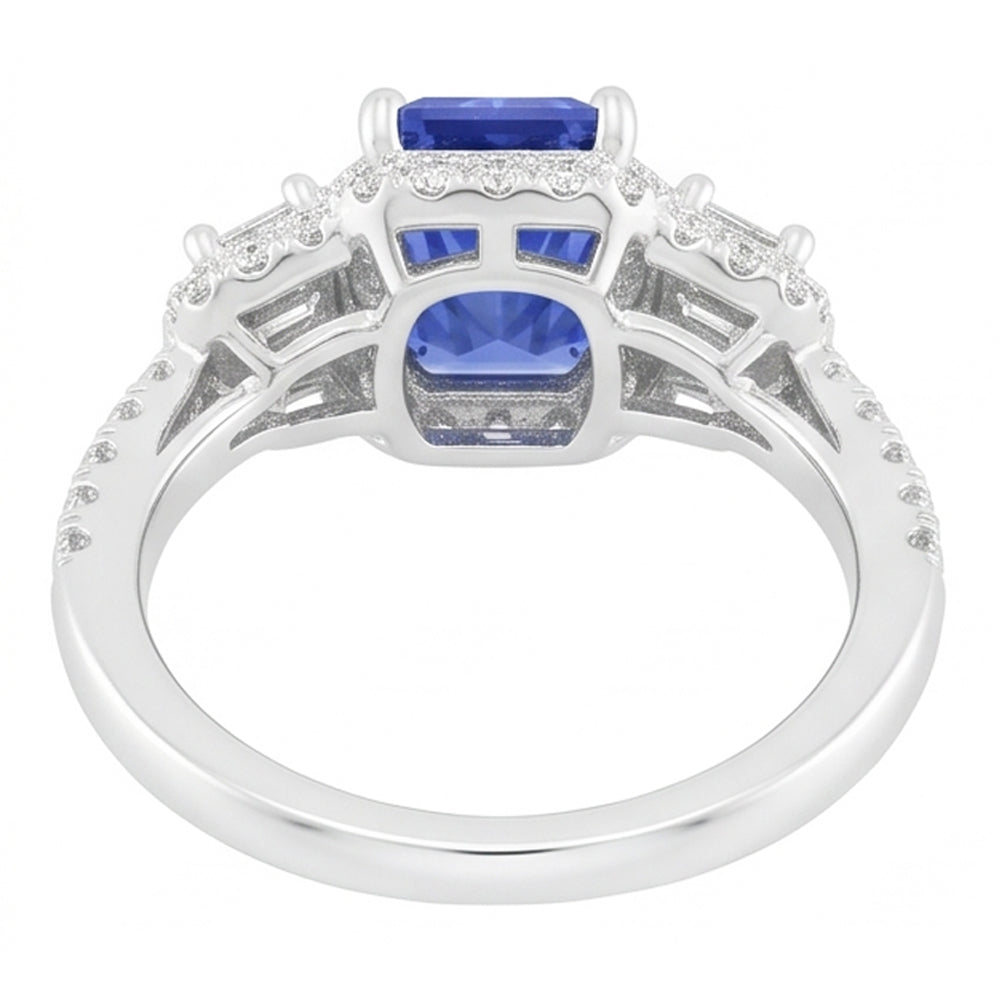 Natural Sapphire Ring 3ct - White Gold 14K