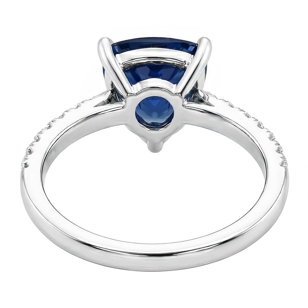 Natural Sapphire Ring 3ct - White Gold 14K
