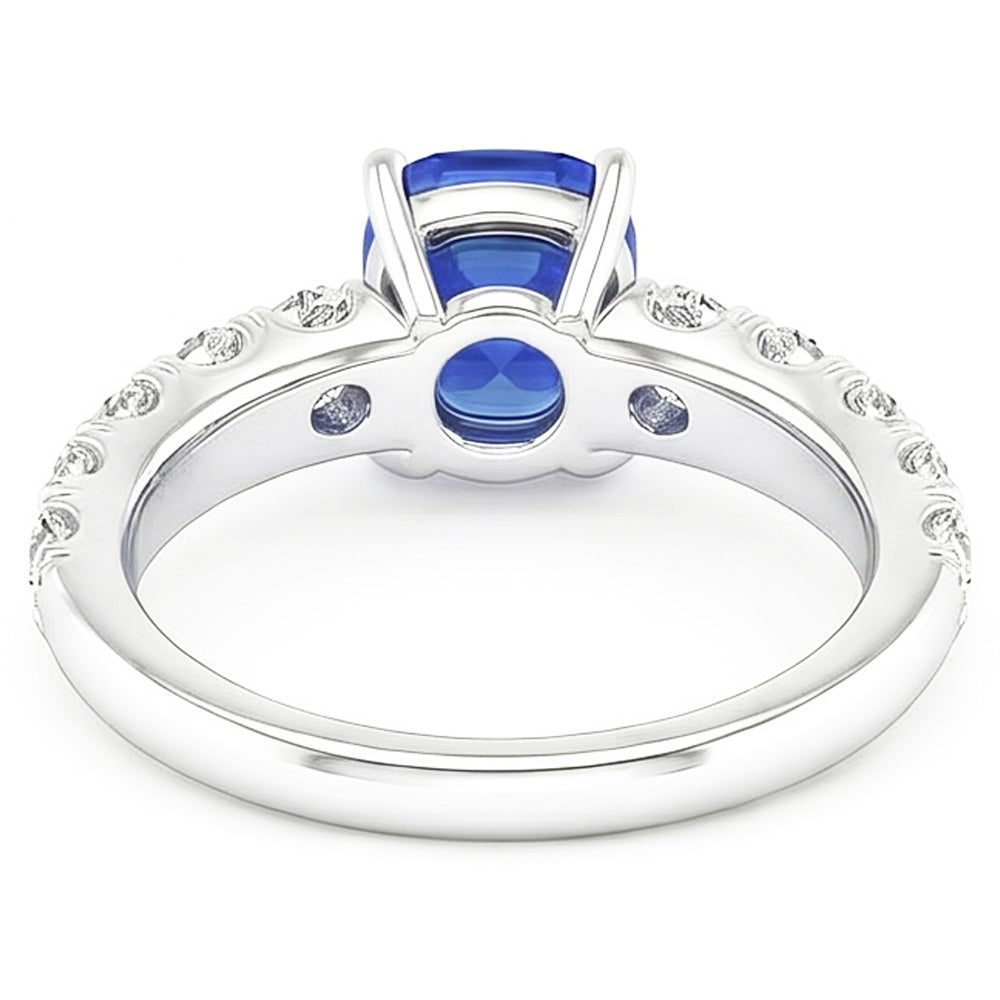 Natural Sapphire Ring 3ct - White Gold 14K