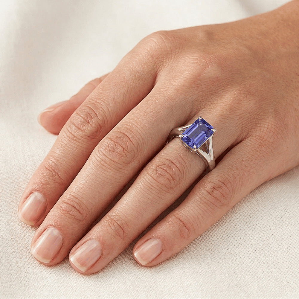 Natural Sapphire Ring 3ct - White Gold 14K