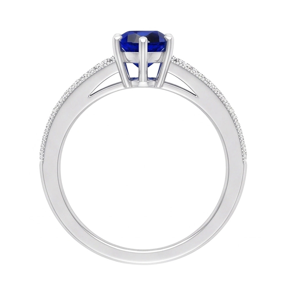 Natural Sapphire Ring 3ct - White Gold 14K