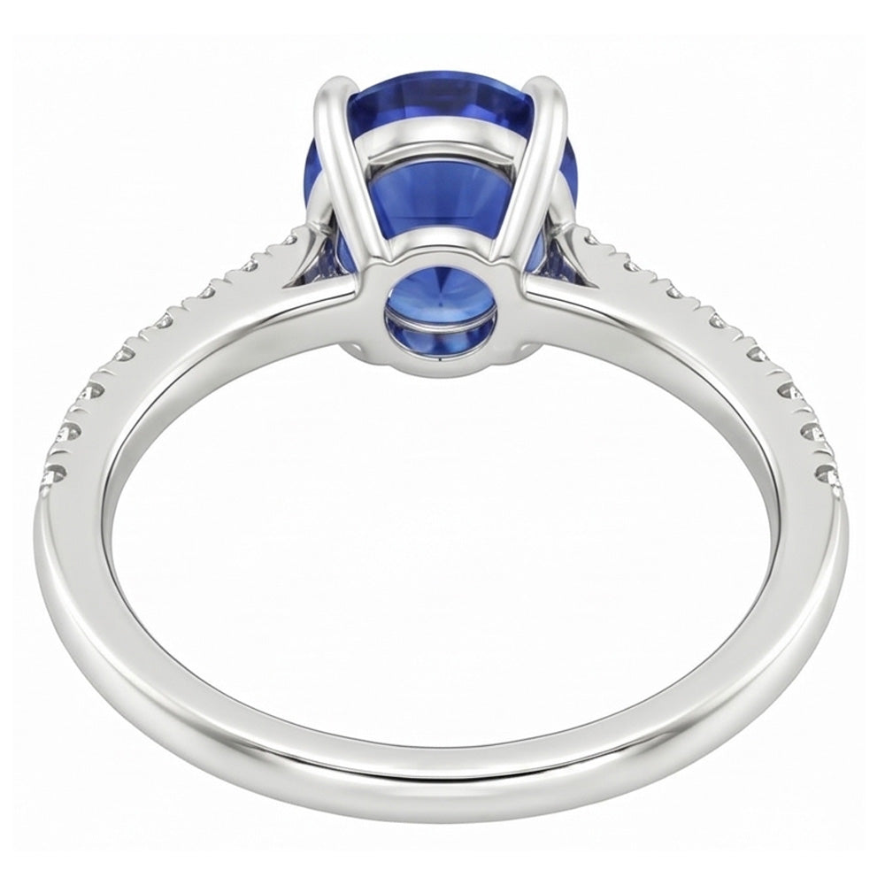 Natural Sapphire Ring 3ct - White Gold 14K