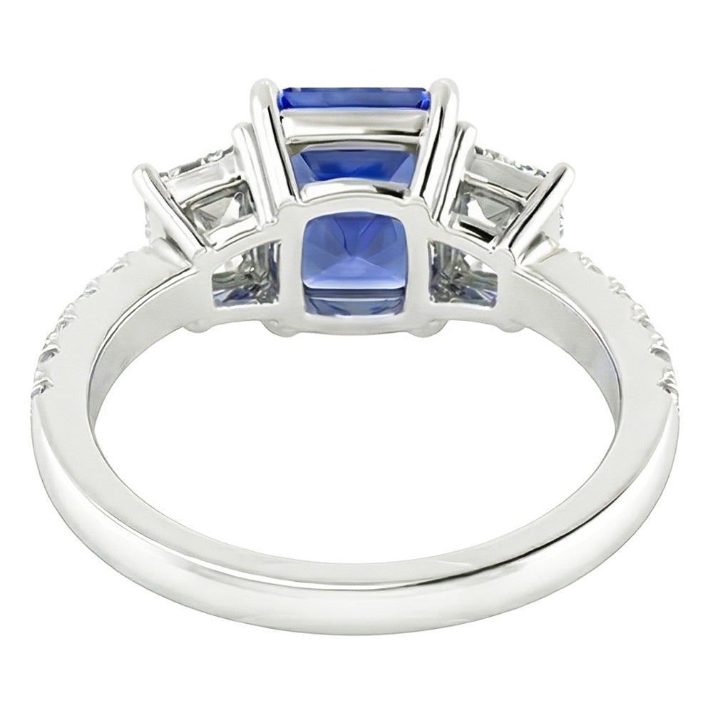 Natural Sapphire Ring 3ct - White Gold 14K