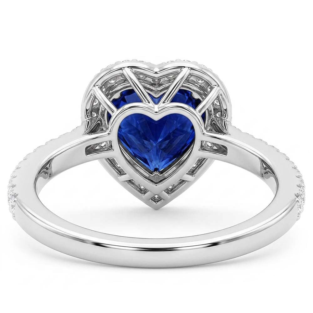 Natural Sapphire Ring 3ct - White Gold 14K