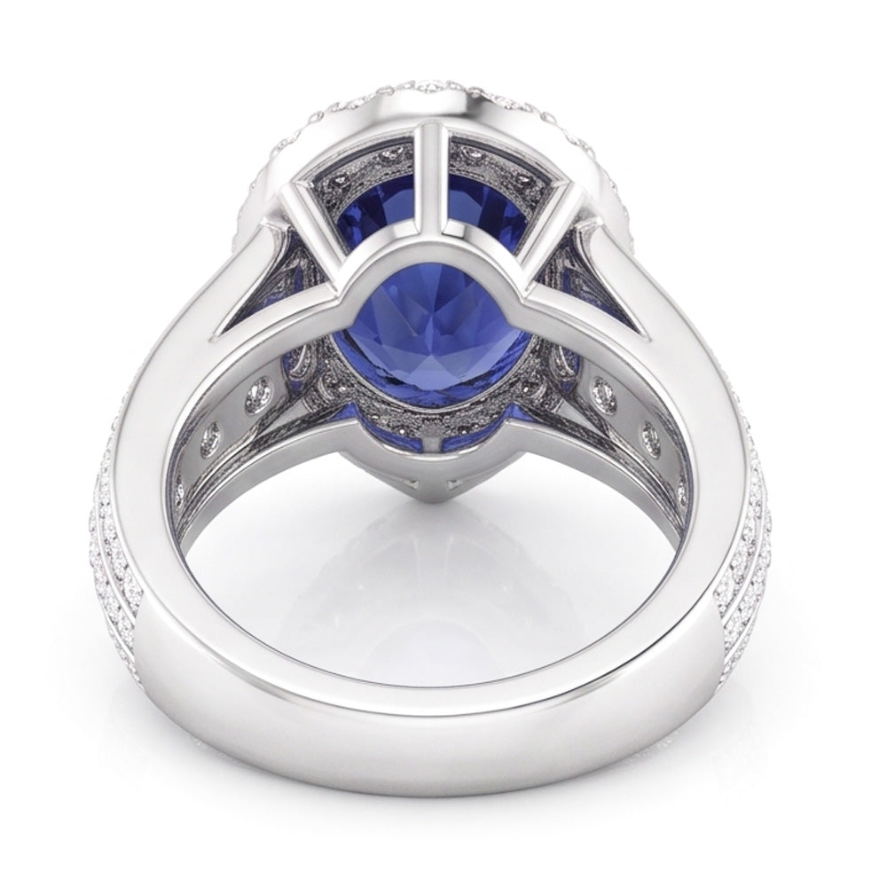 Natural Sapphire Ring 3ct - White Gold 14K