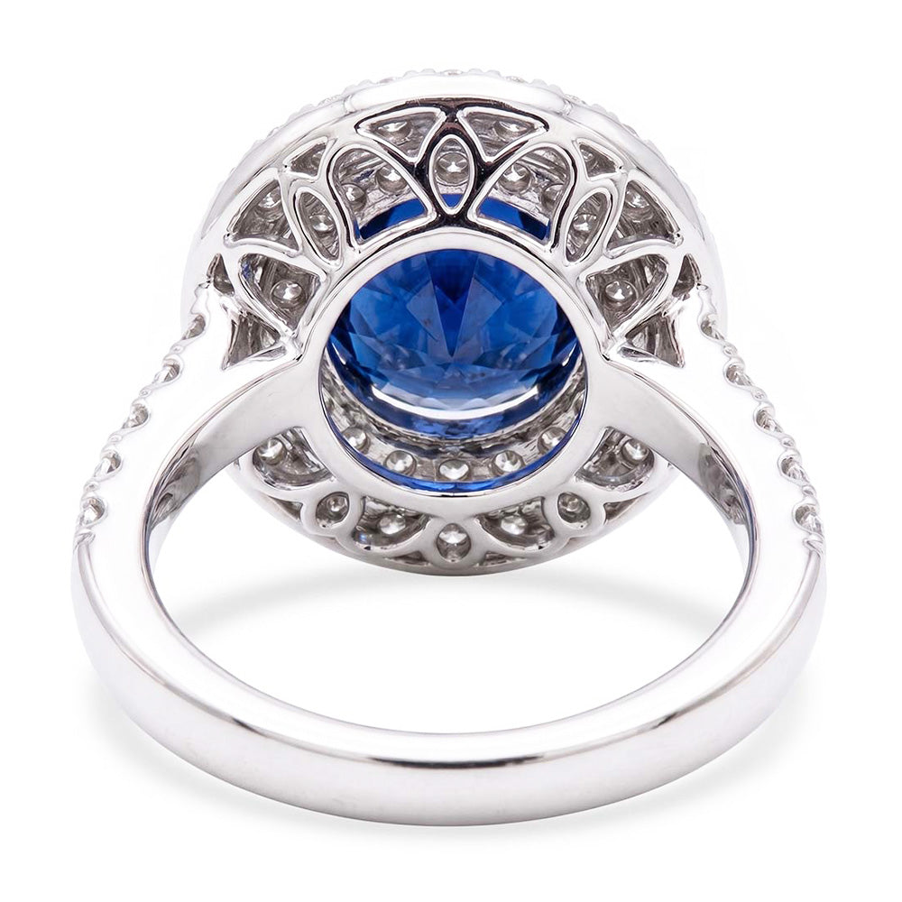 Natural Sapphire Ring 3ct - White Gold 14K