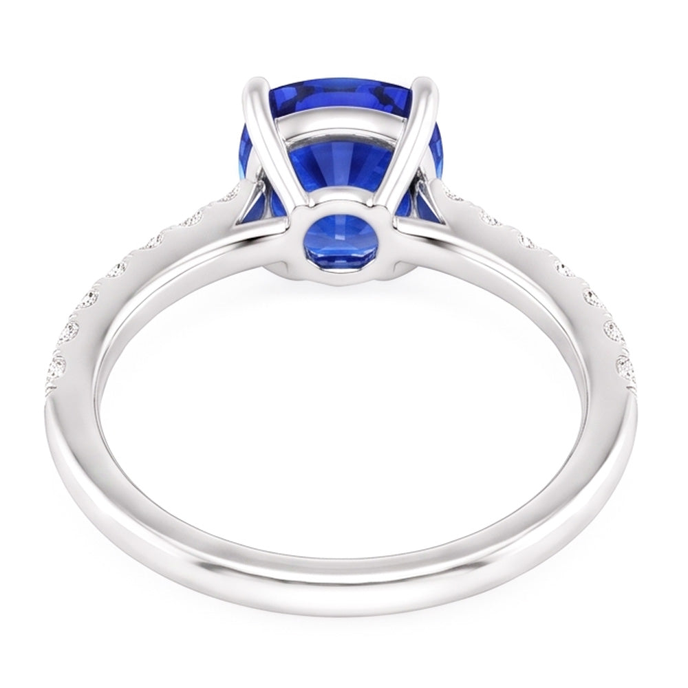 Natural Sapphire Ring 3ct - White Gold 14K