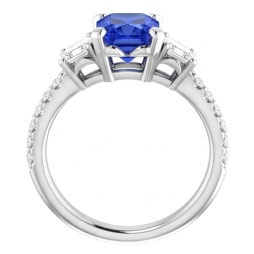 Natural Sapphire Ring 3ct - White Gold 14K