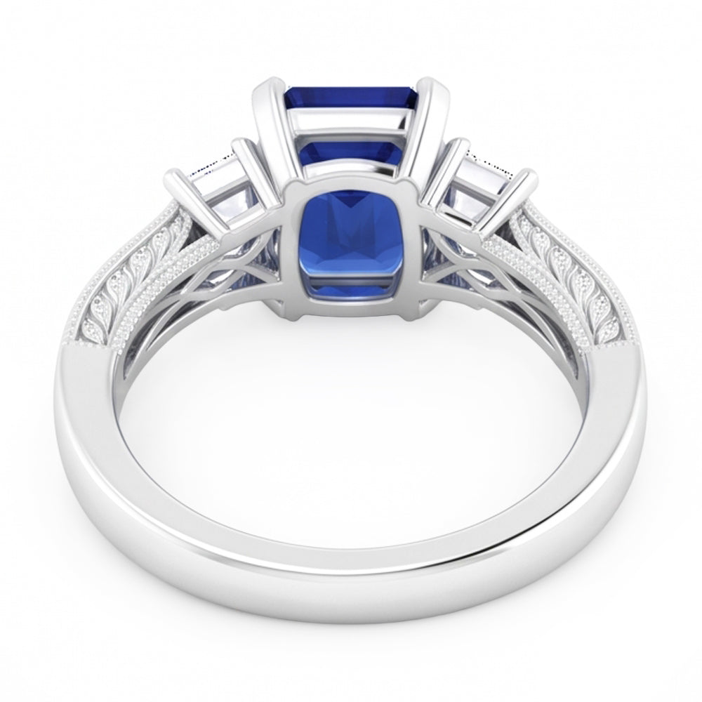 Natural Sapphire Ring 3ct - White Gold 14K