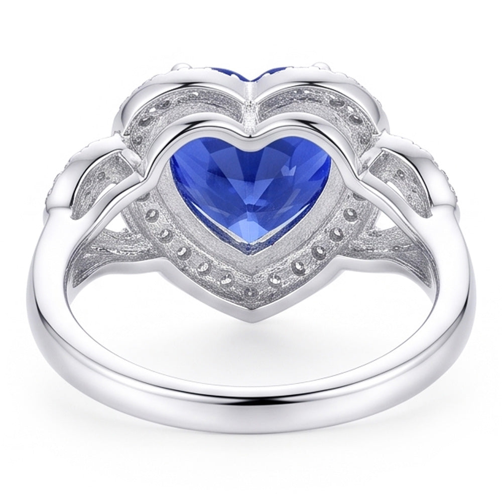 Natural Sapphire Ring 3ct - White Gold 14K