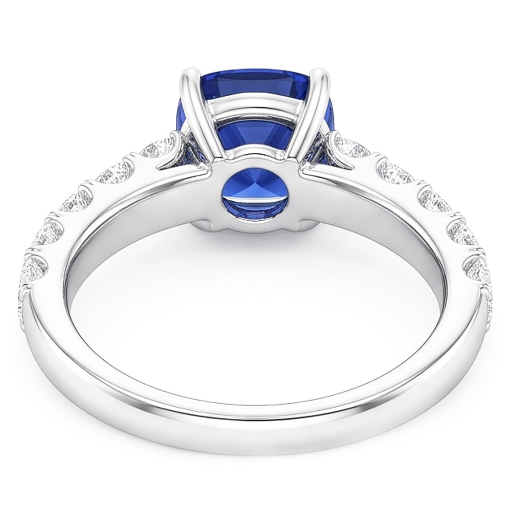 Natural Sapphire Ring 3ct - White Gold 14K