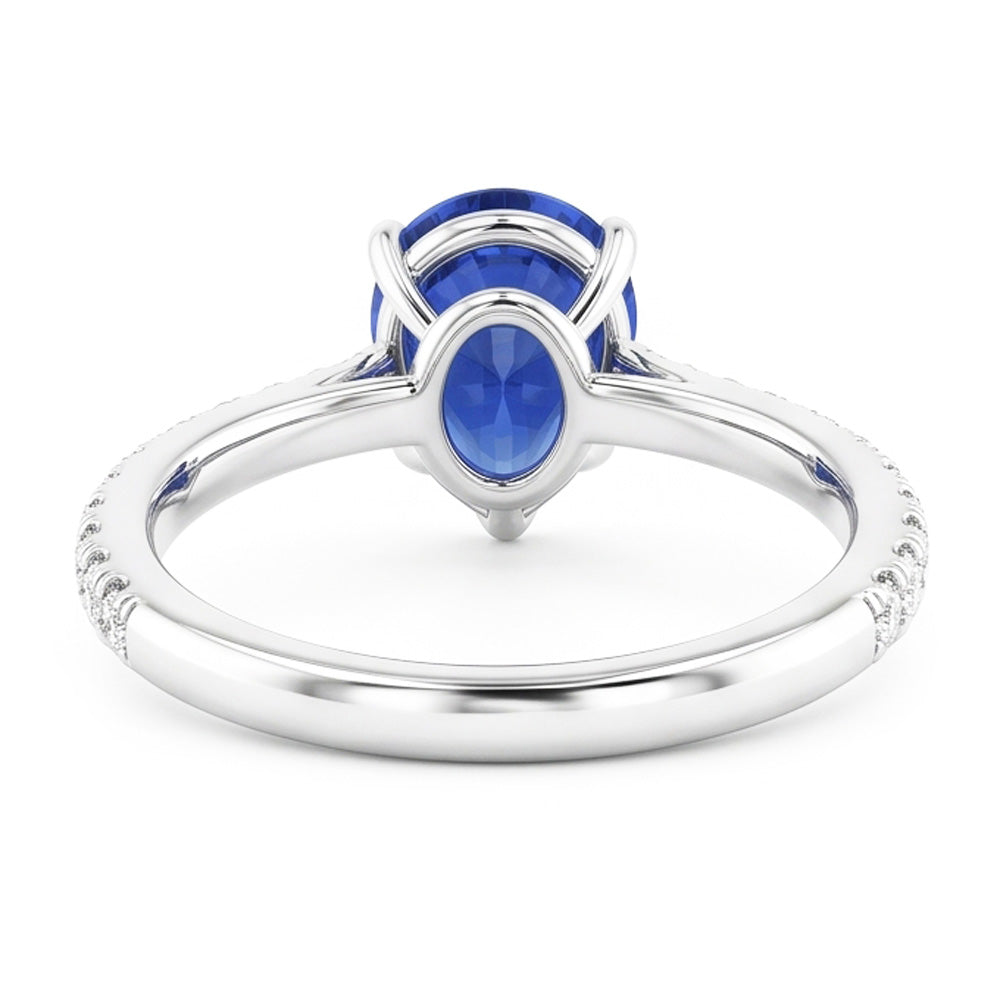 Natural Sapphire Ring 3ct - White Gold 14K