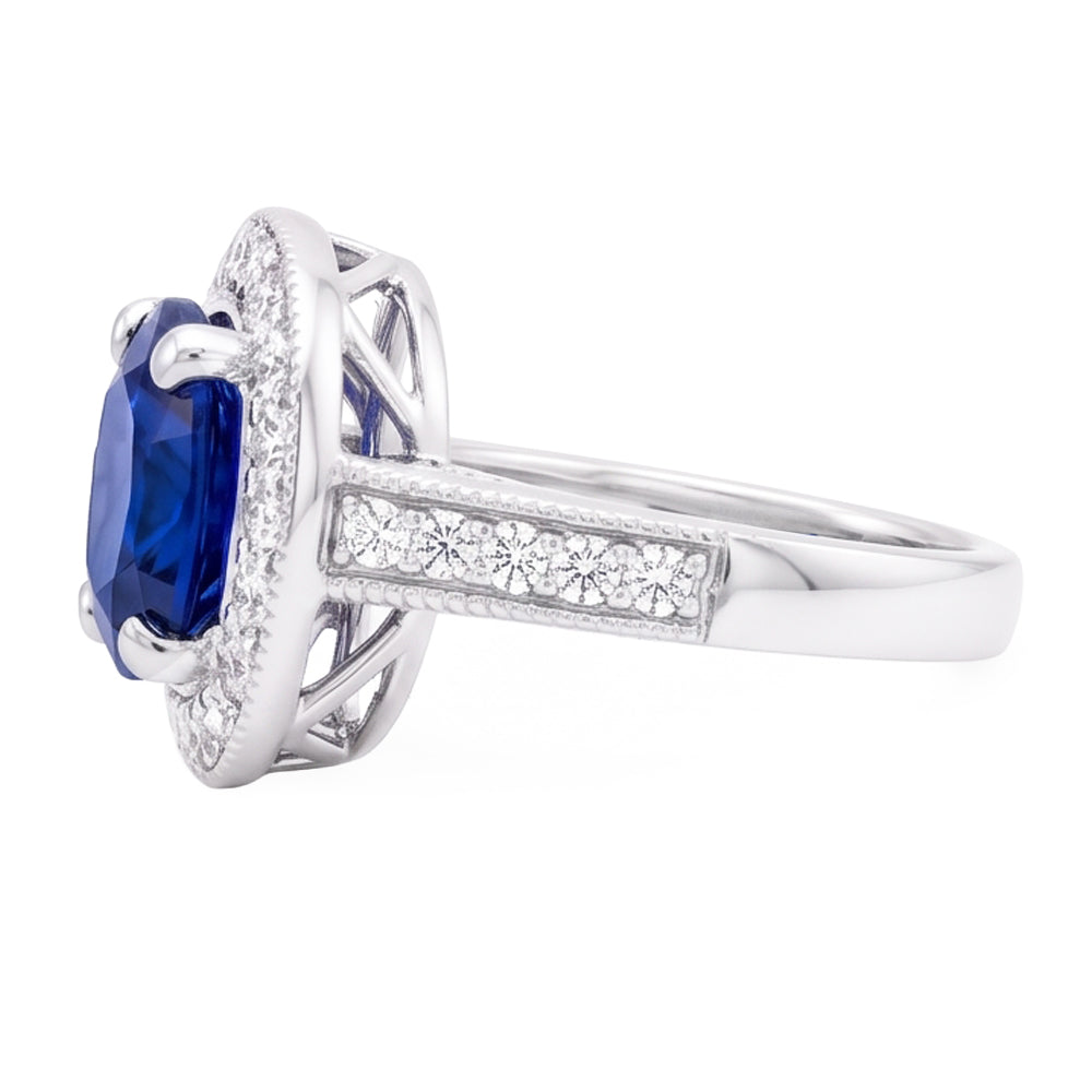 Natural Sapphire Ring 3ct - White Gold 14K