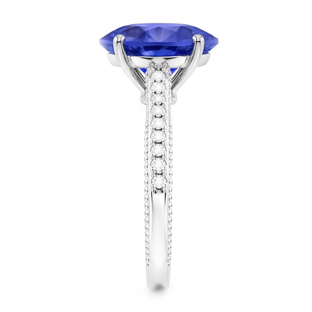 Natural Sapphire Ring 3ct - White Gold 14K