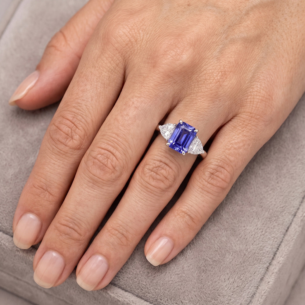 Natural Sapphire Ring 3ct - White Gold 14K