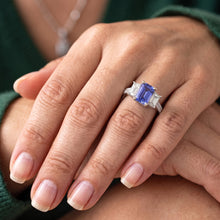 Natural Sapphire Ring 3ct - White Gold 14K
