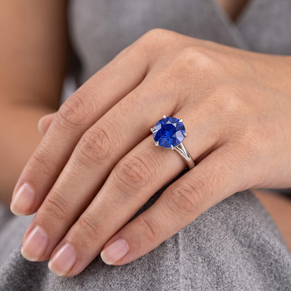 Natural Sapphire Ring 3ct - White Gold 14K