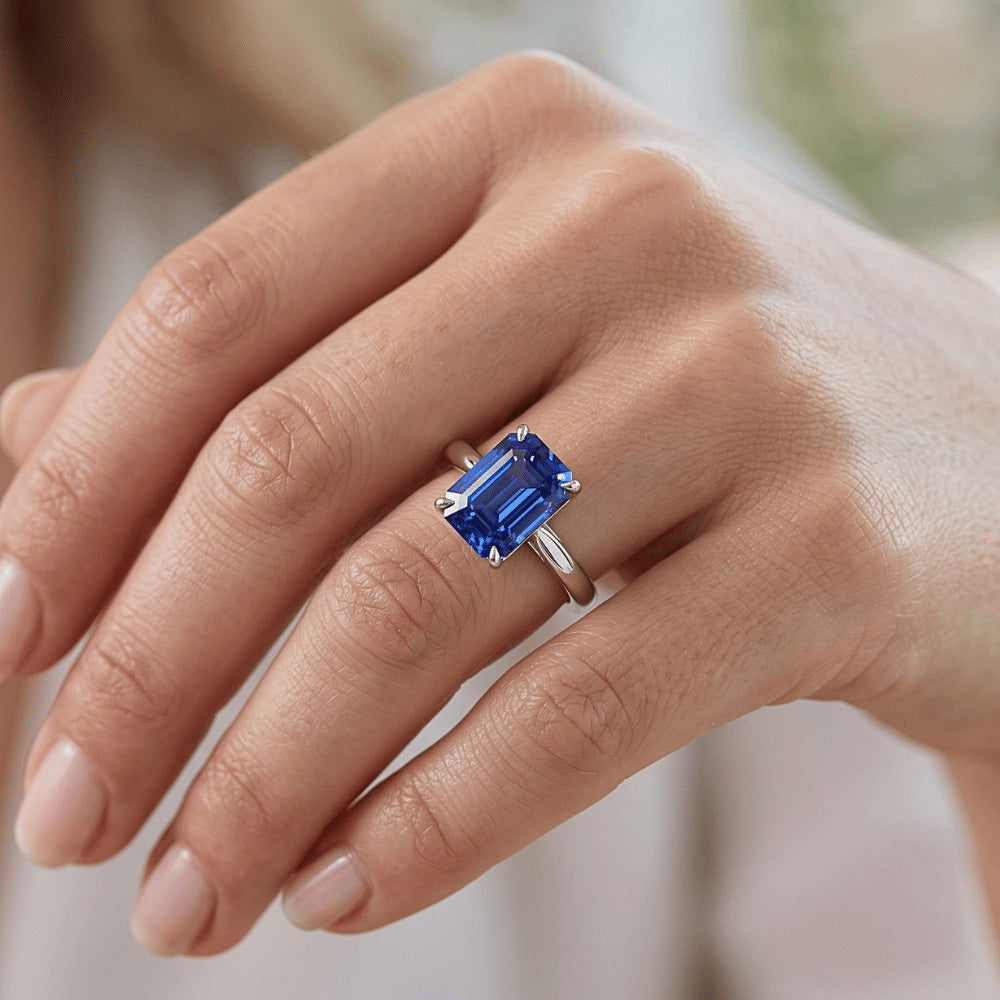Natural Sapphire Ring 3ct - White Gold 14K