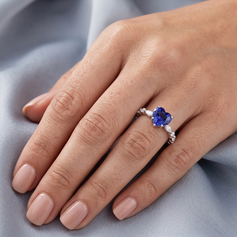 Natural Sapphire Ring 3ct - White Gold 14K