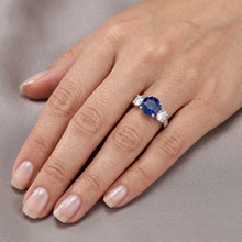 Natural Sapphire Ring 3ct - White Gold 14K