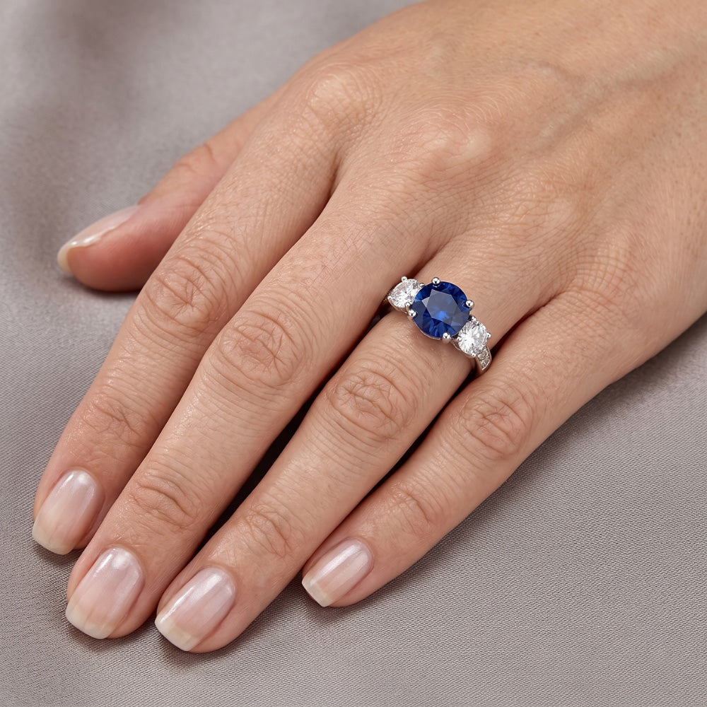 Natural Sapphire Ring 3ct - White Gold 14K