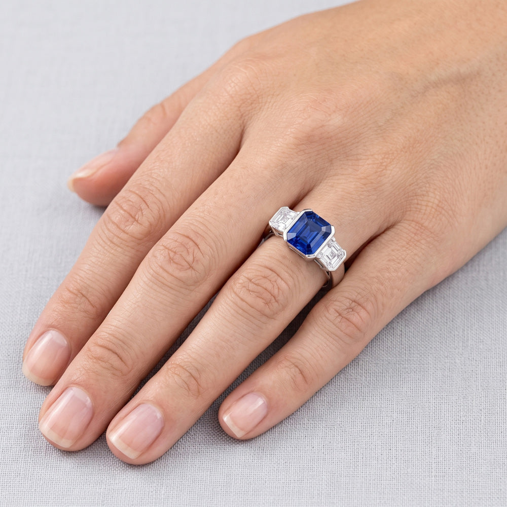 Natural Sapphire Ring 3ct - White Gold 14K
