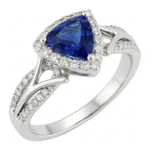 Natural Sapphire Ring 3ct - White Gold 14K