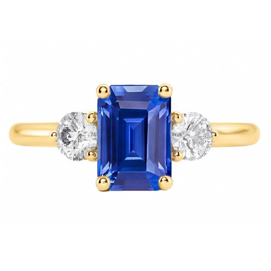 Natural Sapphire Ring 3ct - Yellow Gold 14K