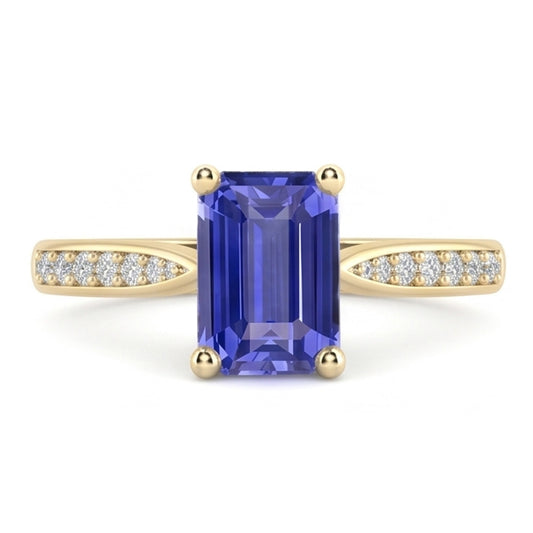 Natural Sapphire Ring 3ct - Yellow Gold 14K