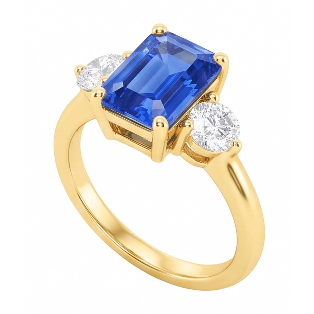 Natural Sapphire Ring 3ct - Yellow Gold 14K