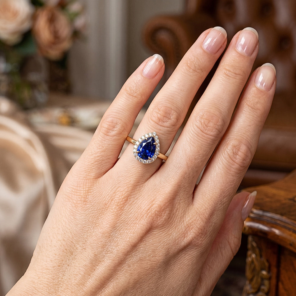Natural Sapphire Ring 3ct - Yellow Gold 14K