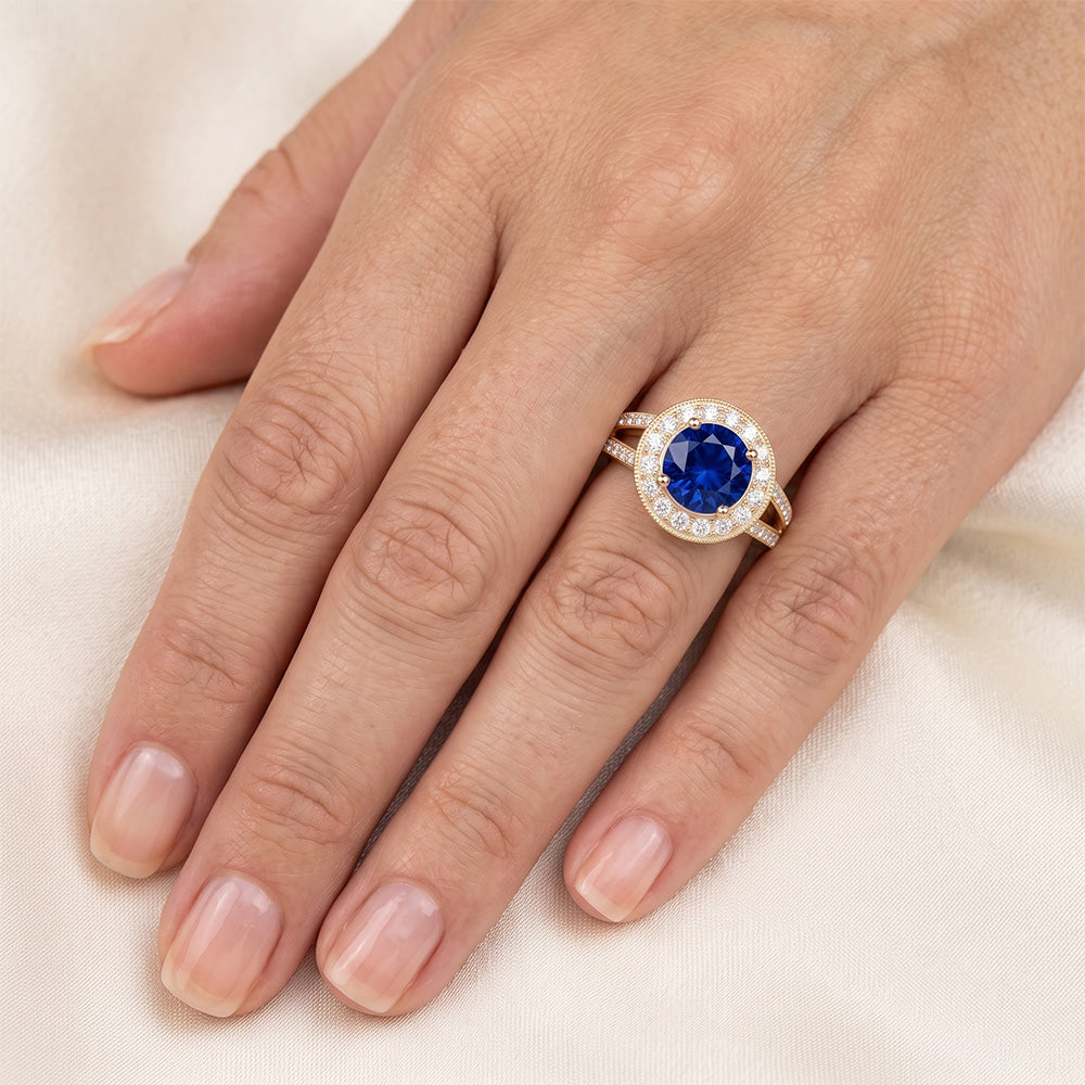 Natural Sapphire Ring 3ct - Yellow Gold 14K
