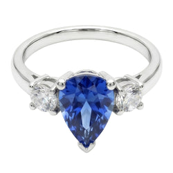 Natural Sapphire Ring 4.20ct - White Gold 14K