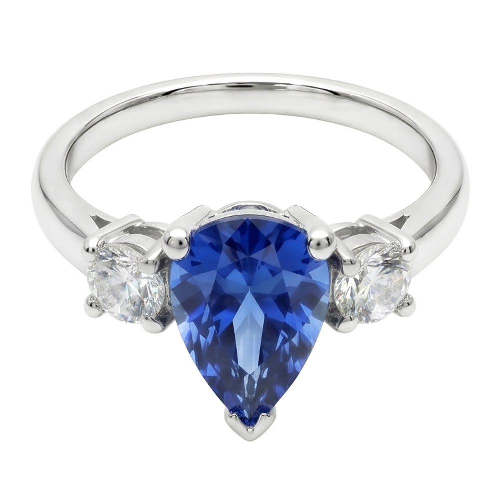 Natural Sapphire Ring 4.20ct - White Gold 14K