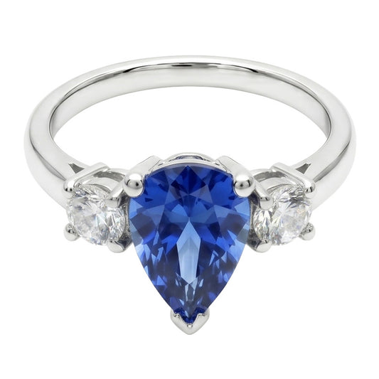 Natural Sapphire Ring 4.20ct - White Gold 14K