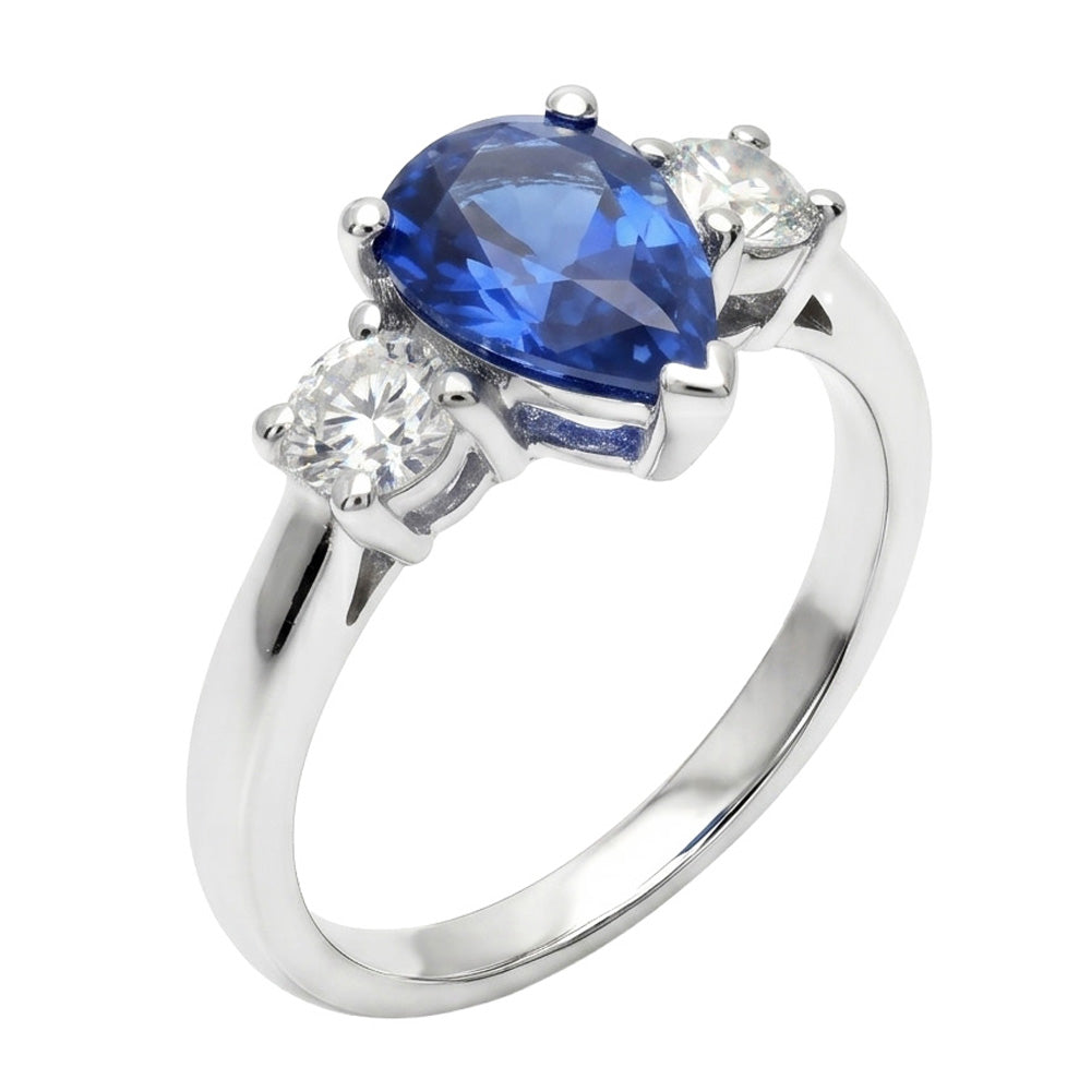 Natural Sapphire Ring 4.20ct - White Gold 14K