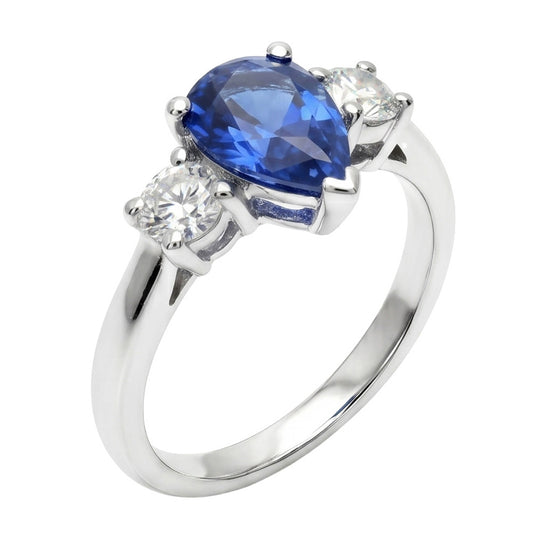 Natural Sapphire Ring 4.20ct - White Gold 14K