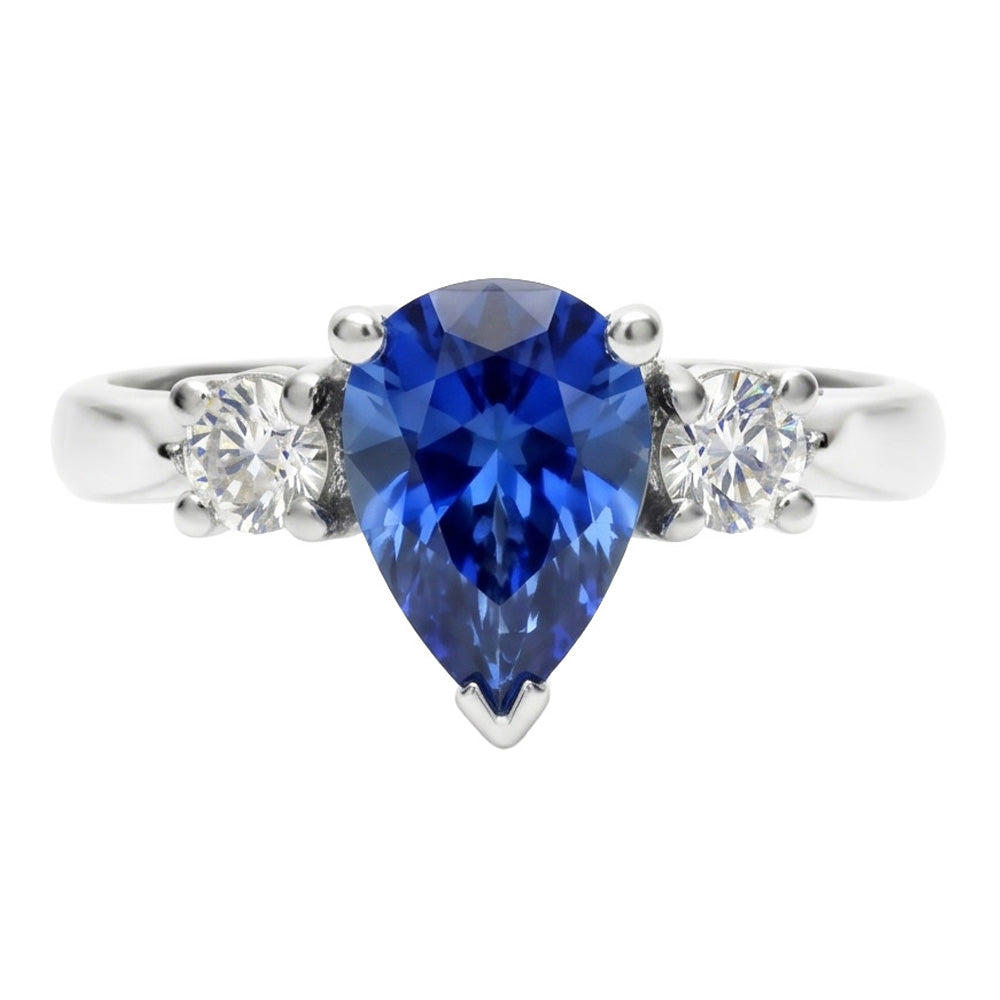 Natural Sapphire Ring 4.20ct - White Gold 14K