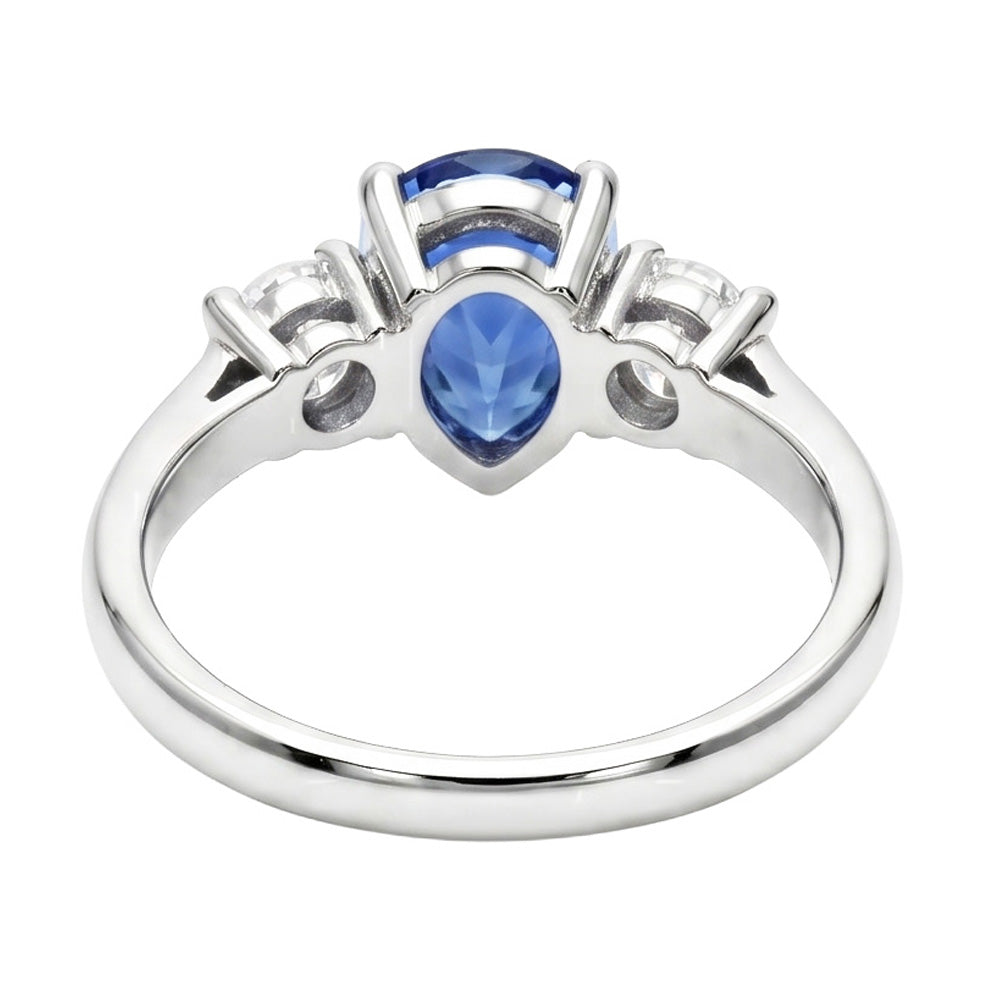 Natural Sapphire Ring 4.20ct - White Gold 14K