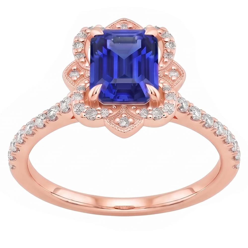 Natural Sapphire Ring 4.25ct - Rose Gold 14K
