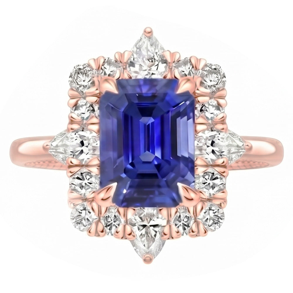 Natural Sapphire Ring 4.25ct - Rose Gold 14K