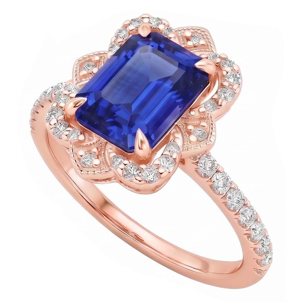 Natural Sapphire Ring 4.25ct - Rose Gold 14K