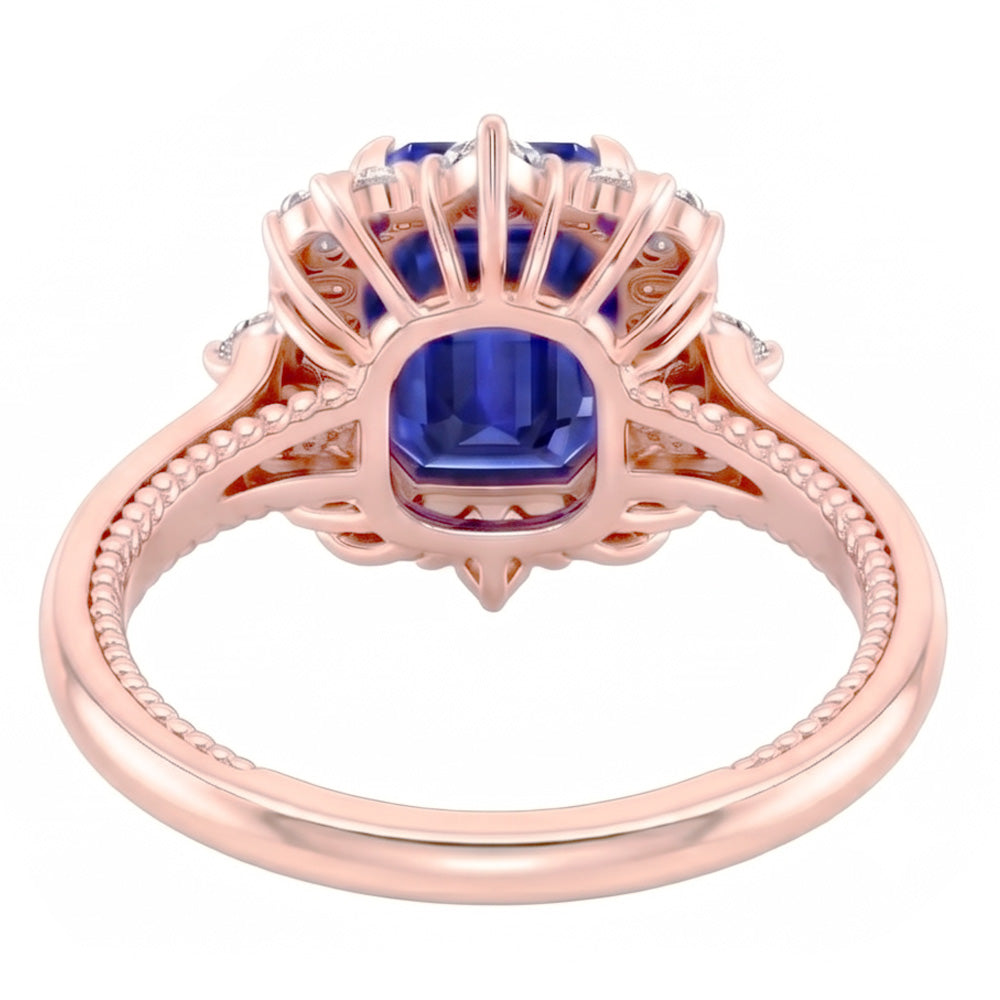 Natural Sapphire Ring 4.25ct - Rose Gold 14K