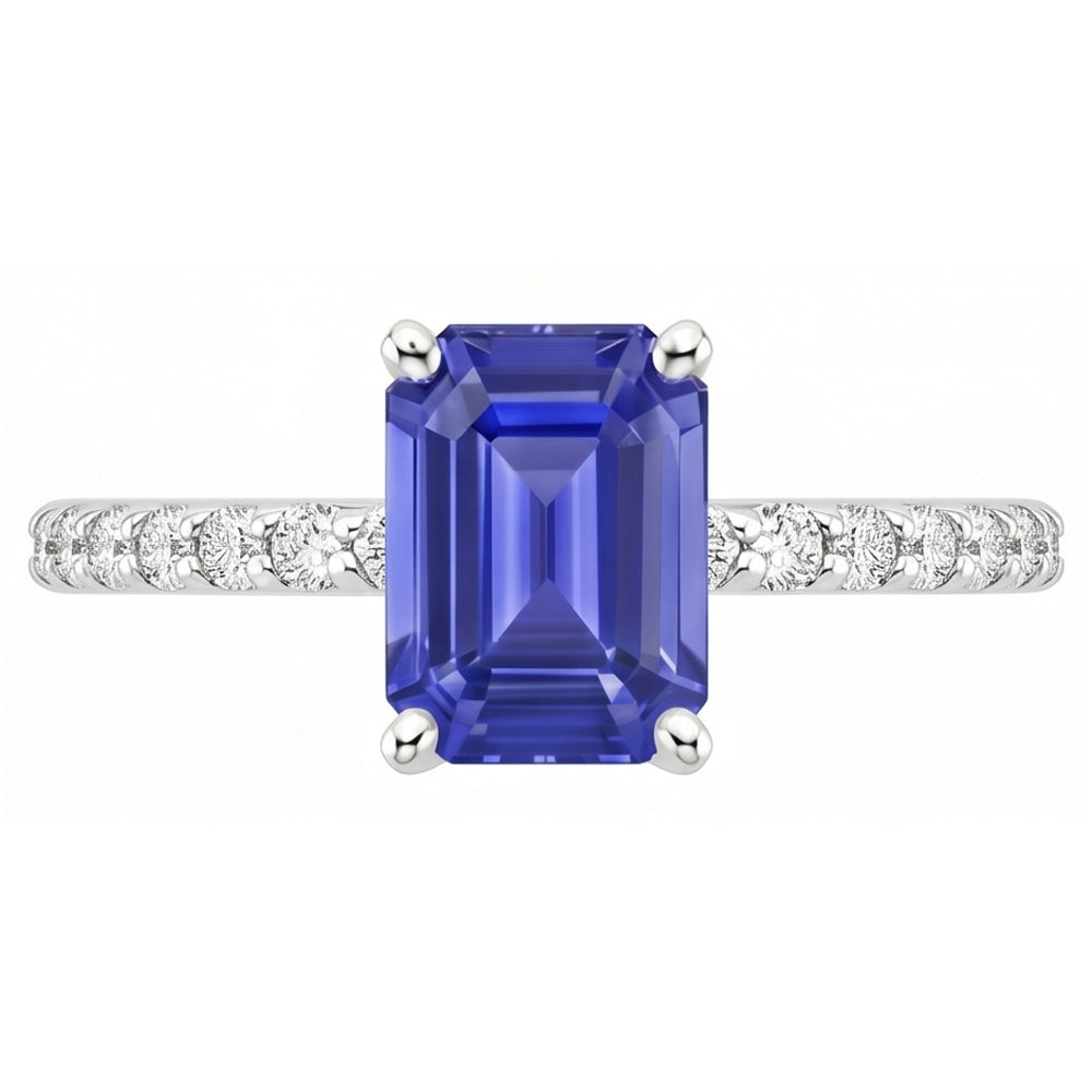 Natural Sapphire Ring 4.25ct - White Gold 14K