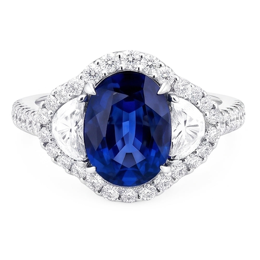 Natural Sapphire Ring 4.25ct - White Gold 14K