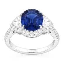 Natural Sapphire Ring 4.25ct - White Gold 14K