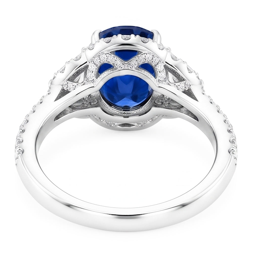 Natural Sapphire Ring 4.25ct - White Gold 14K