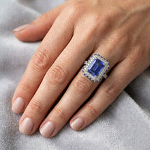 Natural Sapphire Ring 4.25ct - White Gold 14K