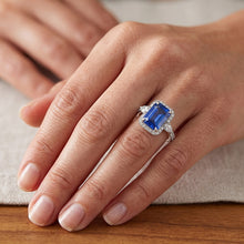 Natural Sapphire Ring 4.25ct - White Gold 14K